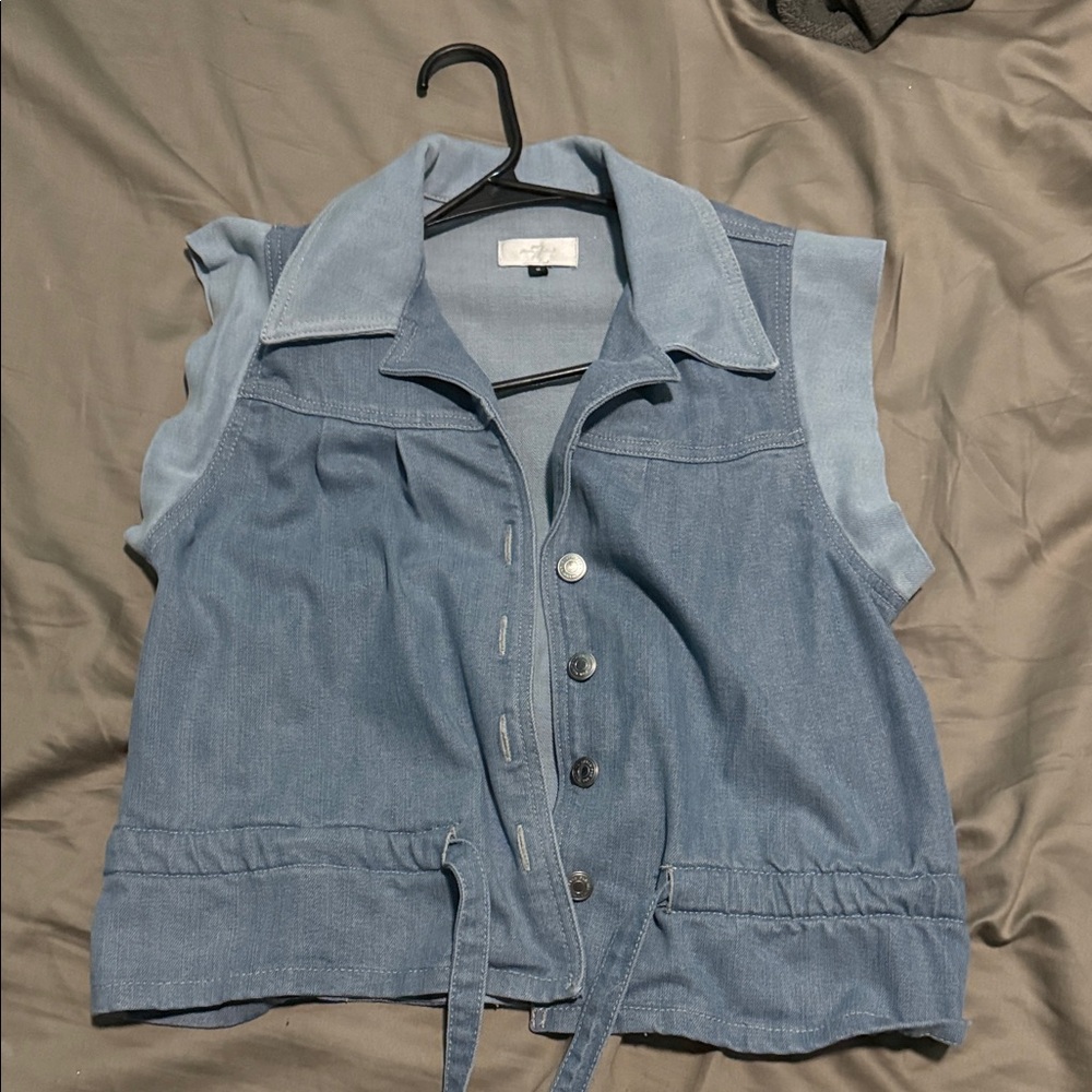 7 For All Mankind Blue Denim Blouse